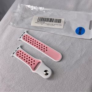 New Silicone Band Strap for Apple Watch 38mm S/M Light Pink/White